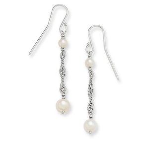 James Avery Twisted Chain Cultured Pearl Earrings.